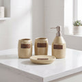 Set de Baño Cerámico Crema 4 Piezas "Soap"